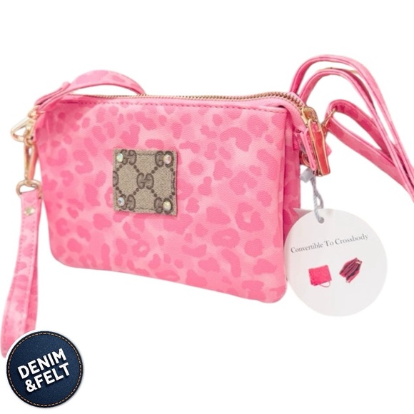 The City of the Jungle Crossbody & Wristlet Duo Purse GG Upcycled Bubblegum |NEW - Picture 2 of 11